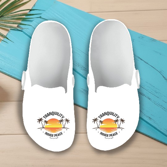 Serene Tropical Sunset Vibes Ocean Horizon Slip On Clogs