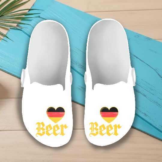 I Love Beer German Bier Funny Germany Flag Slip On Clogs
