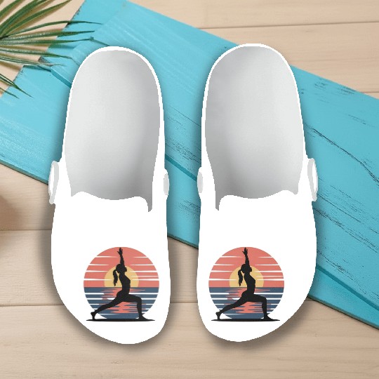 Sunset Yoga Silhouette Design Slip On Clogs