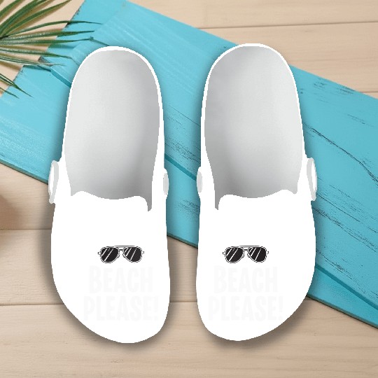 Beach Please Sunglasses Graphic Slip On Clogs