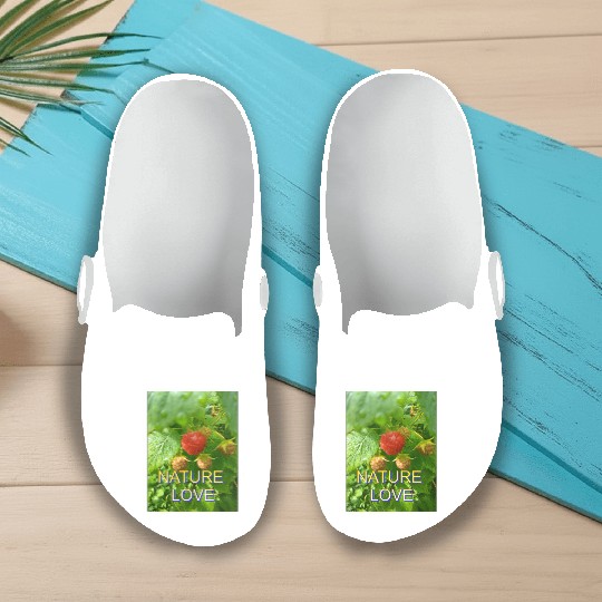 Vivid Raspberry and Greenery Nature Design Slip On Clogs