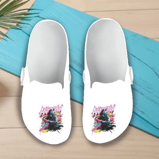 Graffiti-Inspired Hooded Rebel Design Slip On Clogs