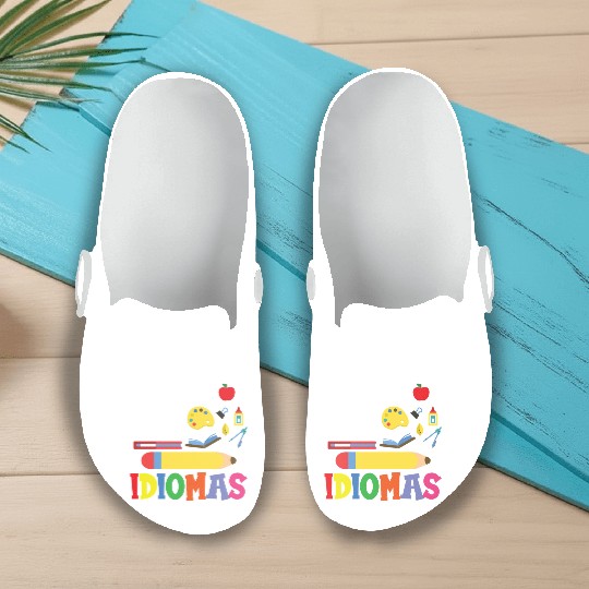 Mi Corazon Idiomas Spanish English Teacher Slip On Clogs