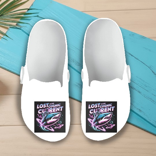 Lost in the Cosmic Shark Adventure Slip On Clogs