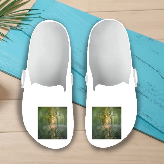 Sunlit Forest with Wildflowers Slip On Clogs
