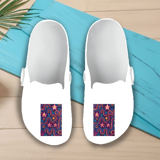 Neon Starburst Cosmic Pattern Slip On Clogs