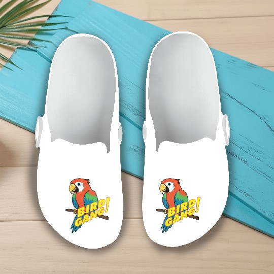 Bird Gang Parrot Cartoon Sticker | Tropical Funny  Slip On Clogs