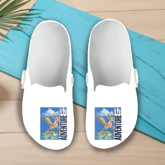 Flying Mythical Waterfowl with Adventure Theme Slip On Clogs