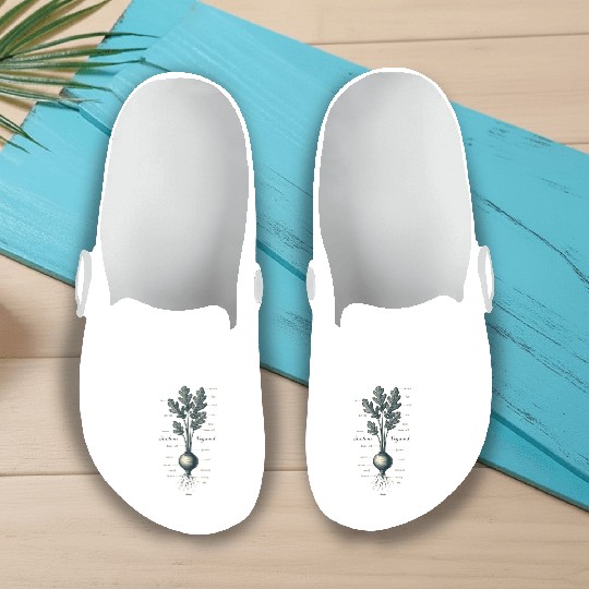 Illustrated Vegetable Cross-Section Design Slip On Clogs
