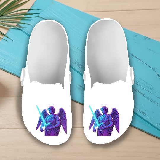 Neon Angel Warrior Illustration Slip On Clogs