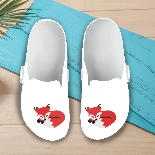 cute sleeping fox Slip On Clogs