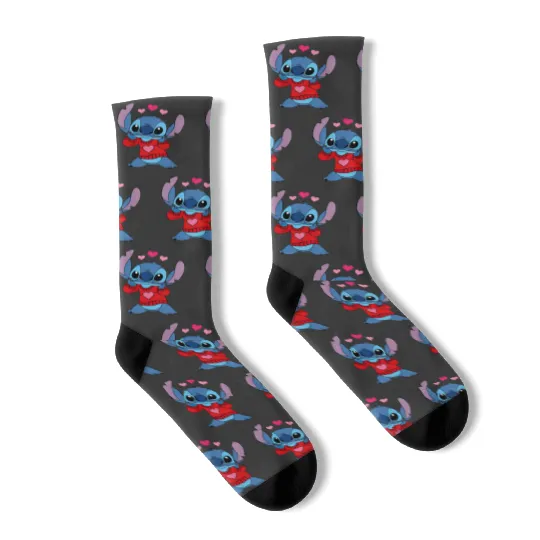 Stitch Valentines Day Socks, Stitch Socks, Disney Valentine Socks