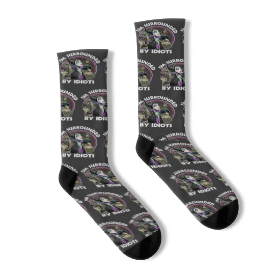 Retro Disney Sleeping Beauty Villains Maleficent Surrounded By Idiots Socks, Magic Kingdom Socks