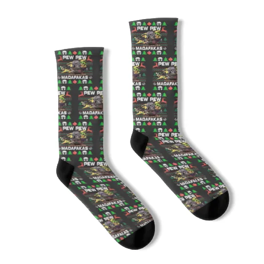 Pew Pew Madafakas Socks, Star Wars Christmas Socks, Disney Ugly Matching Socks