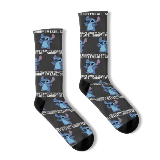 disneys Lilo Stitch Sorry I'm Late I Didn't Want To Come! Socks