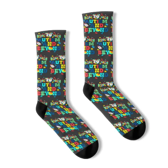 Buzz Lightyear and Woody To Autism and Beyond , Disney Toy Story Autism Awareness Tee, Puzzle Piece , Disneyland Family Trip Socks