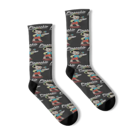 disneys Pinocchio And Jiminy Cricket Raglan Socks