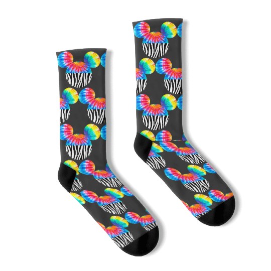 disneys Tie Dye Zebra mickeys Ears Socks