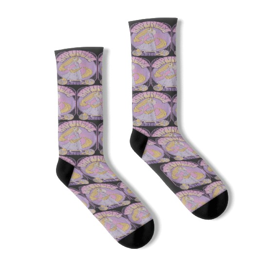 disneys Tangled Rapunzel Seventies Retro Poster Socks