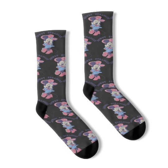 disneys Minnie Mouse Sassy Cowgirl Howdy Stranger Wink Logo Socks