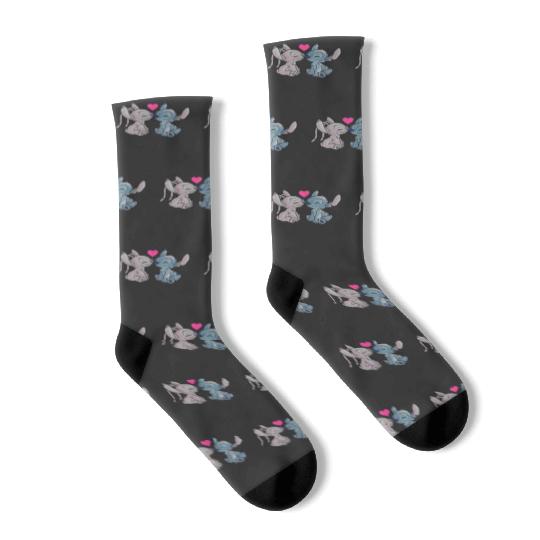 Disney Lilo Stitch Valentines Day Stitch Angel C Socks