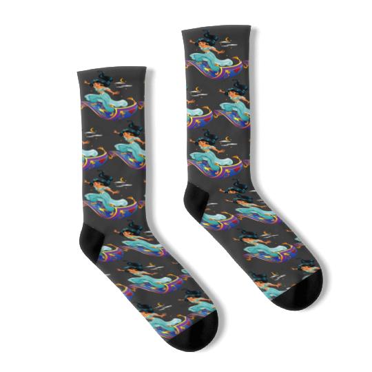 Disney Aladdin Princess Jasmine Magic Carpet Pose Socks