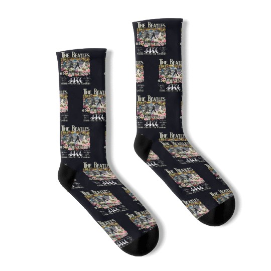 65th Anniversary The Beatles Signatures Socks, Abbey Road The Beatles Band Socks, Rock Band The Beatles Socks, The Beatles Fan Gift Socks