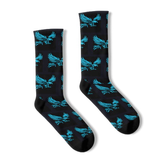"Blue Tribal Eagle Art Design" Socks