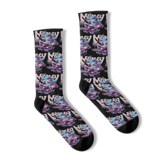 skater skate inscription dog get money Socks