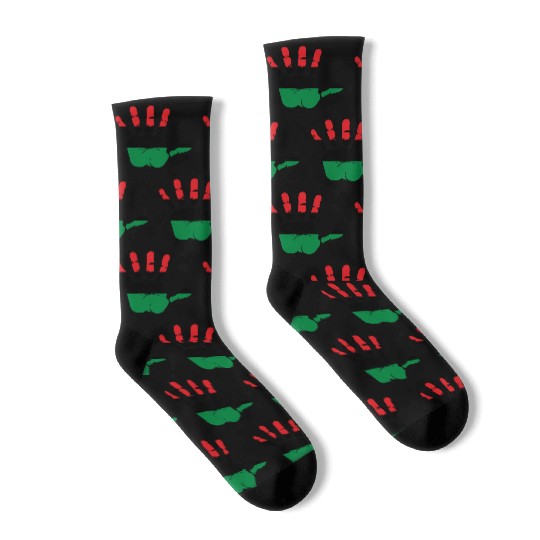 Pan African Flag Hand Print Sign Afro- American Socks