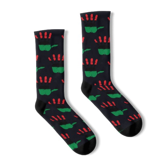 Pan African Flag Hand Print Sign Afro- American Socks