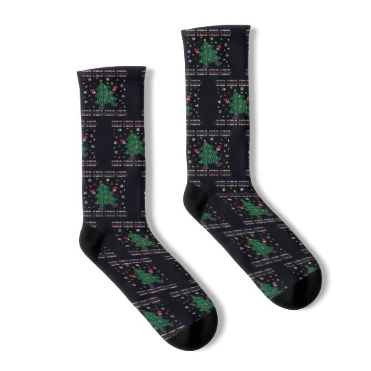 Holiday Ugly Christmas Sweater DANCING XMAS TREE Socks