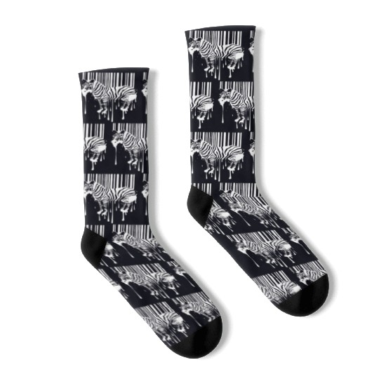 Banksy Street Art Zebra Bar Code Socks