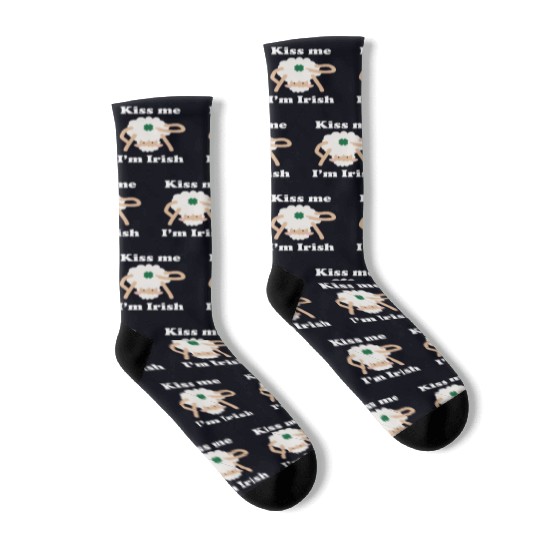 Kiss Me Im Irish Sheep Funny St Patricks Day Pun Socks