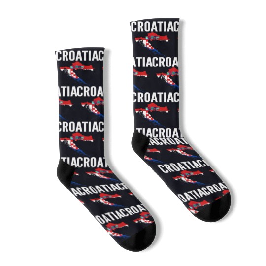 Croatian Gift - Croatia Map Country Flag Socks