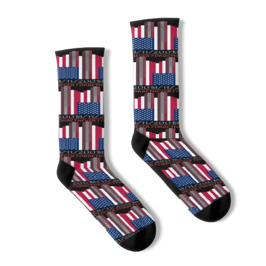 9-11-2001 We Will Never Forget - Patriot Day Socks