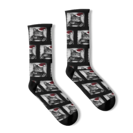 Cat Christmas Thief Socks