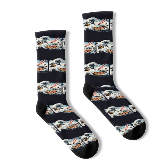 The Great Sushi Wave Japanese Socks