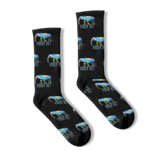 Elephant Earth Day Every Day Socks Earth Day