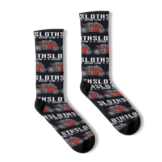 Sloth Racing Team Biker Motorcycle Gift Socks