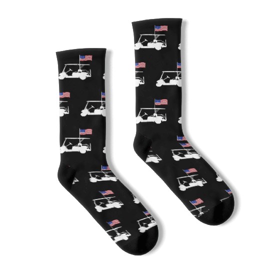 Funny Patriotic Golf Wear USA Flag Golf Cart Socks