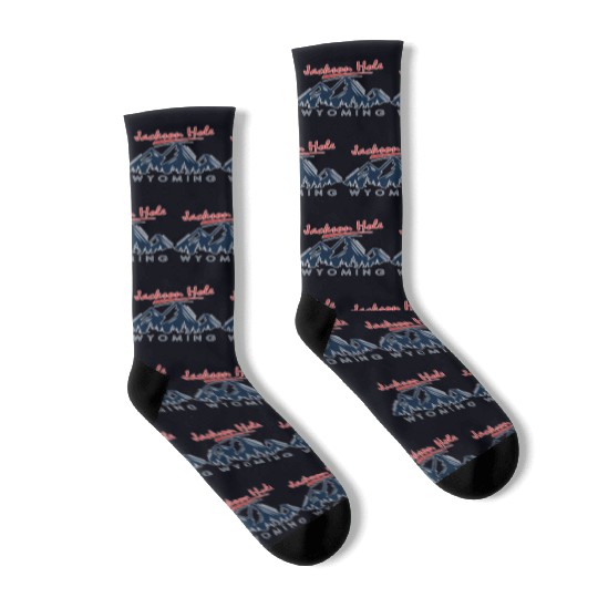 Jackson Hole Wyoming Socks Vintage City Retro Tshi