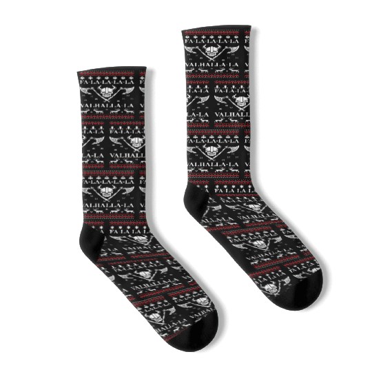Ugly Christmas Viking Fa La La La La Valhalla La Socks