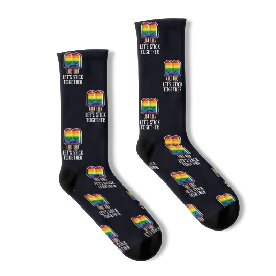 Let's stick together funny gay couple popsicle Socks