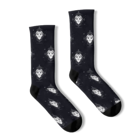 Occult Moon Baphomet Tarot Card Satanic Devil Socks