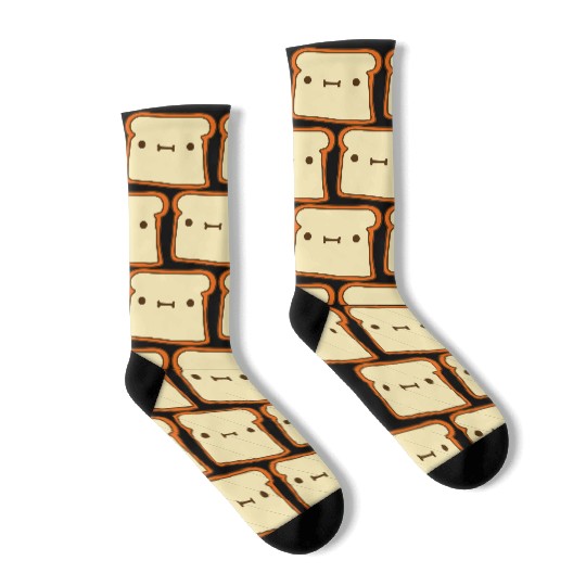 toast bread slice bun sweet cute Socks