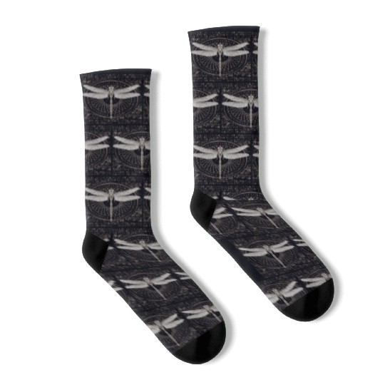 Ancient Science Dragonfly Study Alchemy Symbol Socks