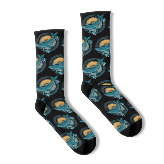 Circular Vintage Tribal Whale Dive Socks
