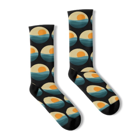 Waves Sun Circle Socks