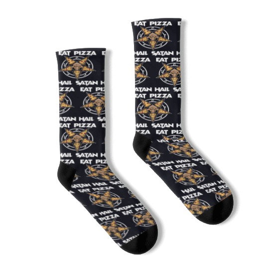 Baphomet Pentagram Lucifer Eat Pizza Hail Satan Socks